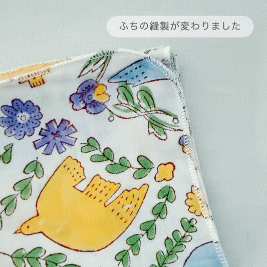 オーガニックコットンサテンのハンカチ「BIRD」