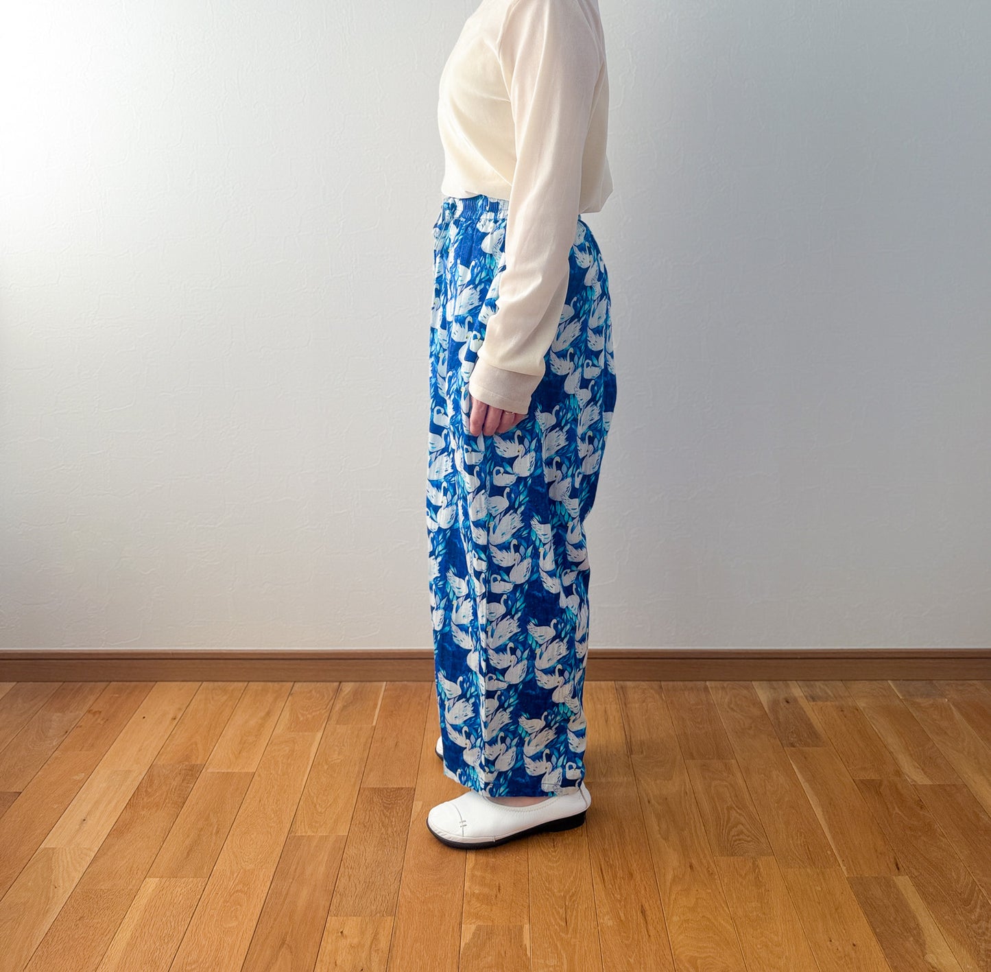 オーガニックコットンワイドパンツ　「Swan」