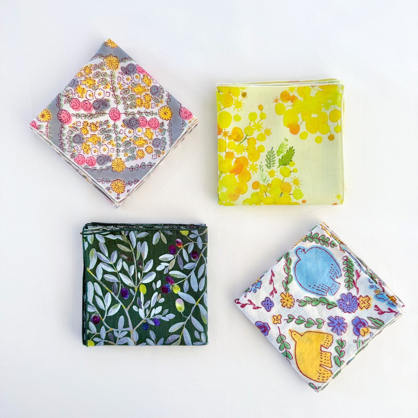 Organic Cotton Sateen Handkerchief "FLOWER"