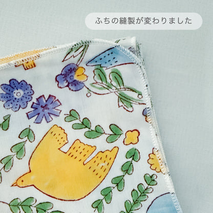 オーガニックコットンサテンのハンカチ「BIRD」