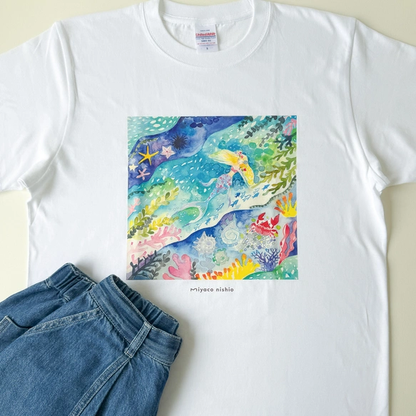 水彩画を着るTシャツ　「深海の人魚姫」