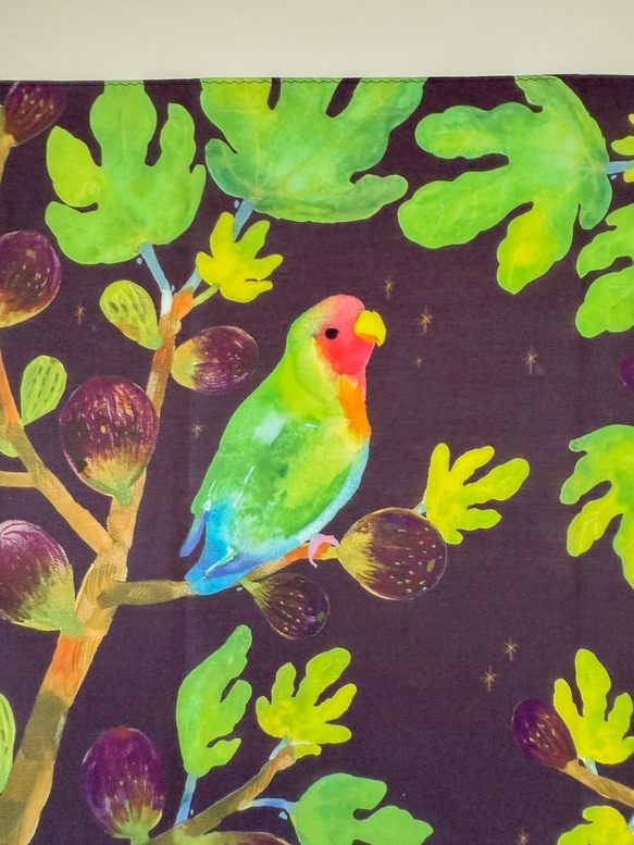 Watercolor Handkerchief "Friends with Birds" that Doubles as a Scarf