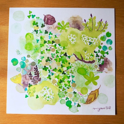 水彩画ポスター(30cm×30cm)　「小さな喜び集まって」