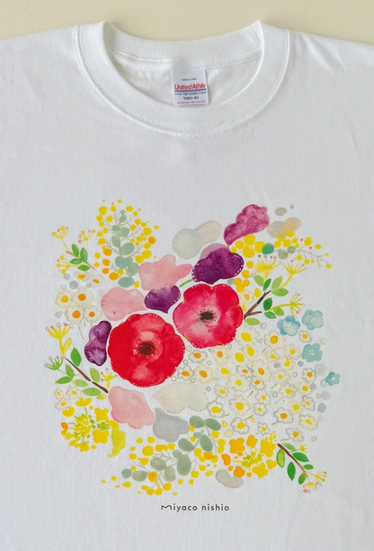 水彩画を着るTシャツ　「春を待ってる」