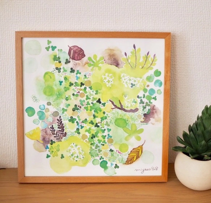 水彩画ポスター(30cm×30cm)　「小さな喜び集まって」