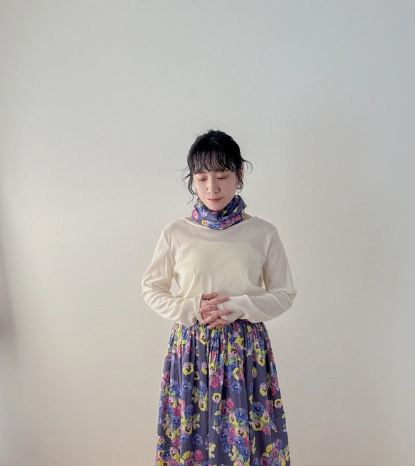オーガニックコットンのストール　「パンジー」