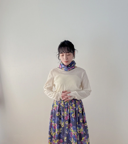 オーガニックコットンのストール　「パンジー」