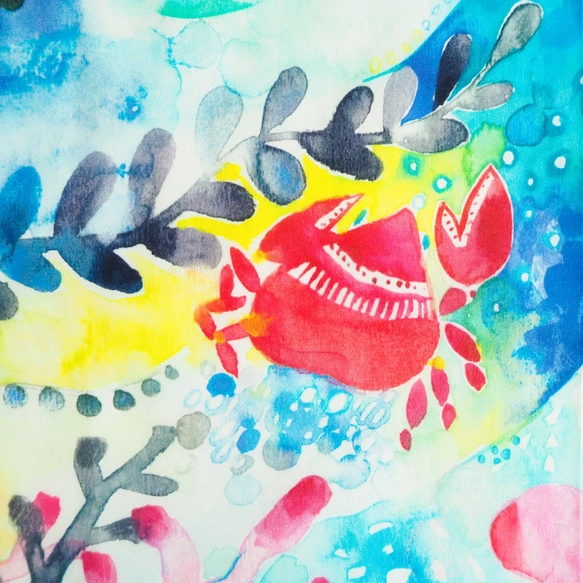Watercolor handkerchief that doubles as a scarf: "The Deep Sea Mermaid Princess"