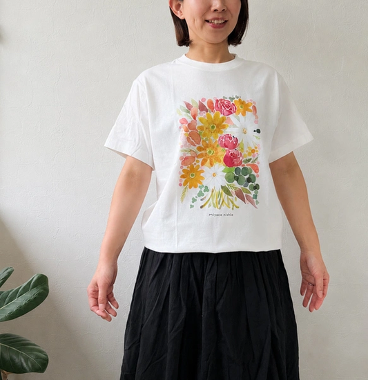 水彩画を着るTシャツ　「花束」