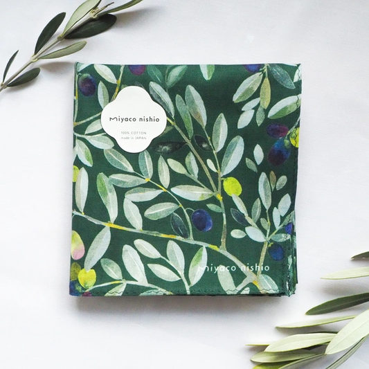 可當絲巾的水彩手帕「OLIVE」