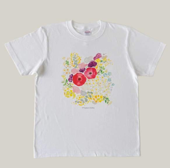 水彩画を着るTシャツ　「春を待ってる」