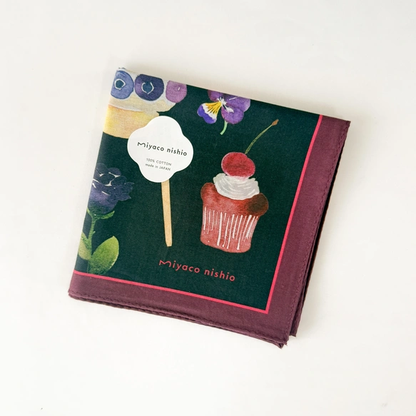 Watercolor Handkerchief "kawaii sweets" that doubles as a scarf