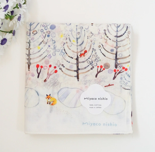 Watercolor Handkerchief "Silver World" That Doubles as a Scarf