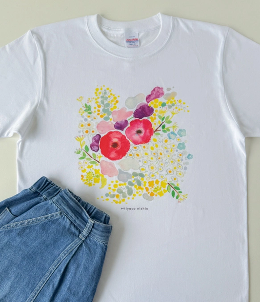 水彩画を着るTシャツ　「春を待ってる」