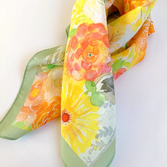 也可作為絲巾的水彩畫手帕「陸蓮花」