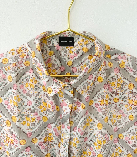 オーガニックコットン半袖ブラウス　「FLOWER」