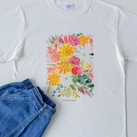 水彩画を着るTシャツ　「花束」