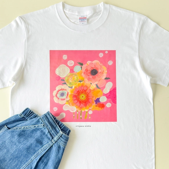 水彩画を着るTシャツ　「Pink Harmony」