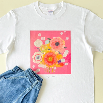 水彩画を着るTシャツ　「Pink Harmony」