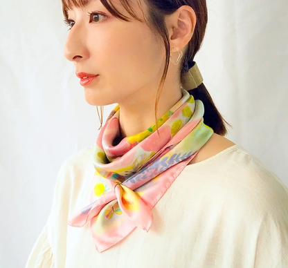水彩画のシルクスカーフ　「dream」