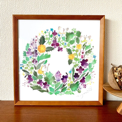 水彩海報(30cm×30cm) 「堇花盛開之處」