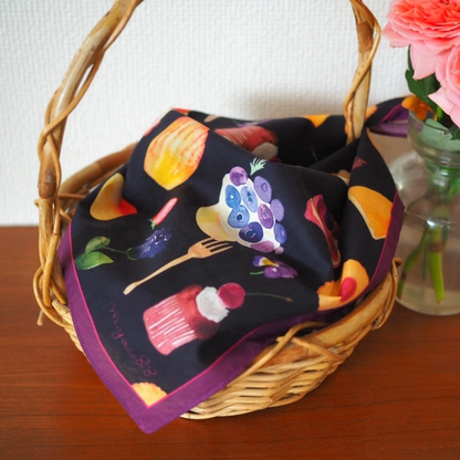 Watercolor Handkerchief "kawaii sweets" that doubles as a scarf