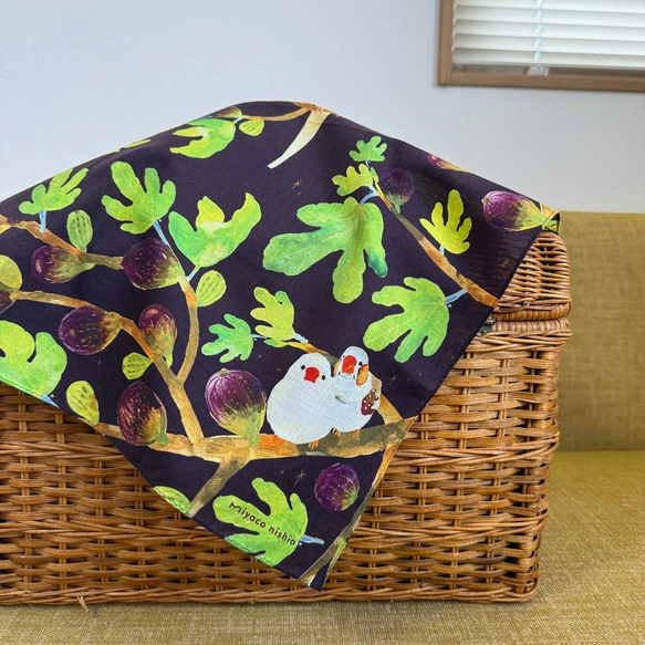 Watercolor Handkerchief "Friends with Birds" that Doubles as a Scarf