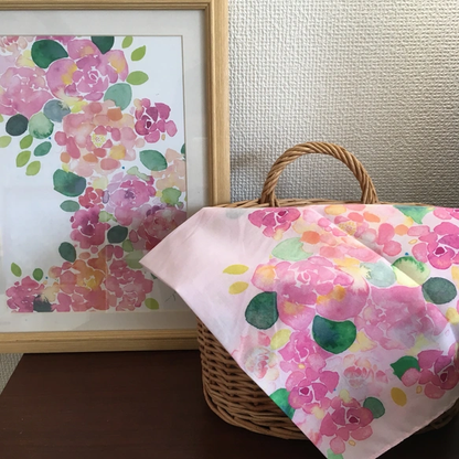 也可當絲巾的水彩手帕「ROSE」