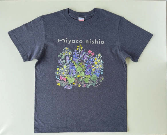 水彩画を着るTシャツ　「ハルジオンの頃」gray