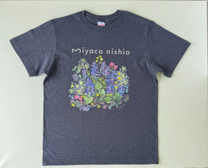 水彩画を着るTシャツ　「ハルジオンの頃」gray