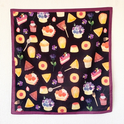 Watercolor Handkerchief "kawaii sweets" that doubles as a scarf