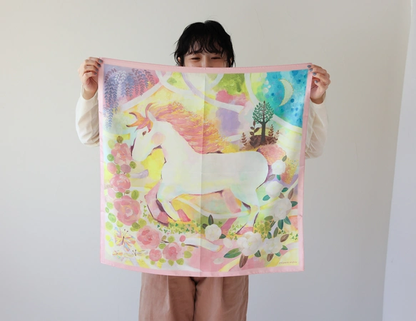 水彩画のシルクスカーフ　「dream」
