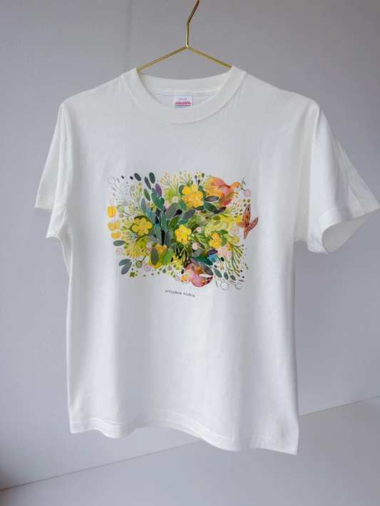 水彩画を着るTシャツ「新緑と鳥」