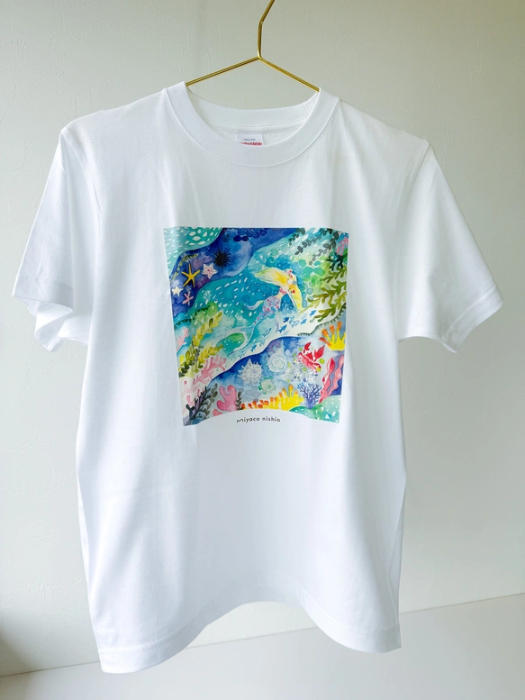 水彩画を着るTシャツ　「深海の人魚姫」