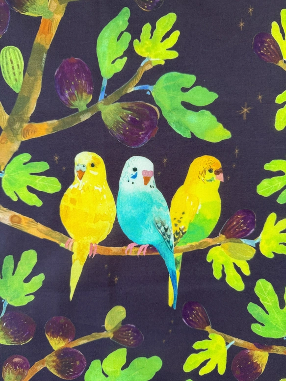 Watercolor Handkerchief "Friends with Birds" that Doubles as a Scarf