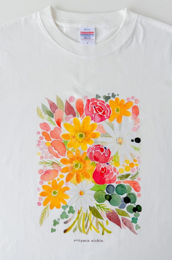 水彩画を着るTシャツ　「花束」