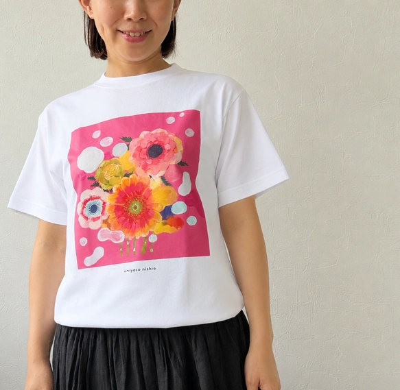 水彩画を着るTシャツ　「Pink Harmony」