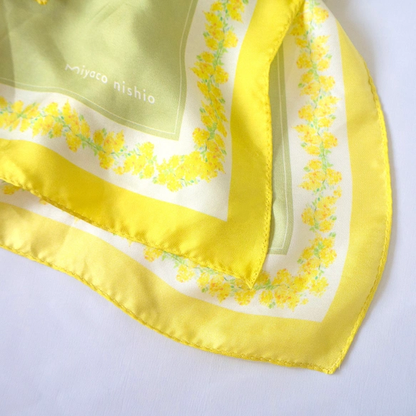 水彩画のシルクスカーフ　「mimosa」