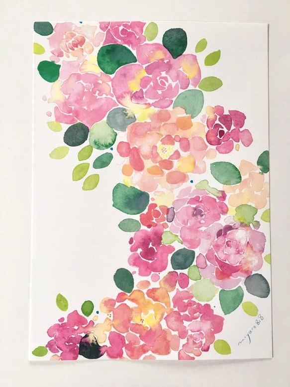 水彩画ポスター(A4)　「ROSE」