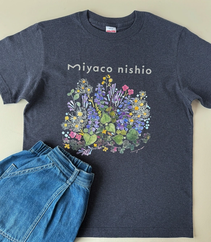 水彩画を着るTシャツ　「ハルジオンの頃」gray