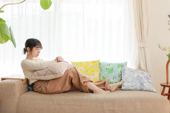 オーガニックコットン×リネンのクッションカバー　「OLIVE」