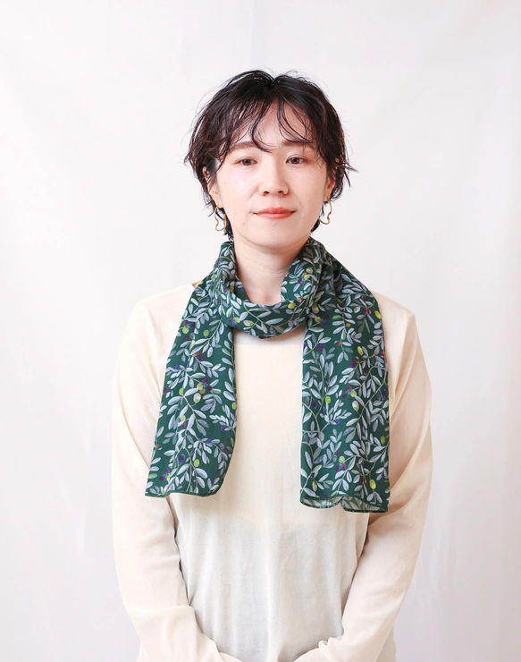 オーガニックコットンのストール　「OLIVE」