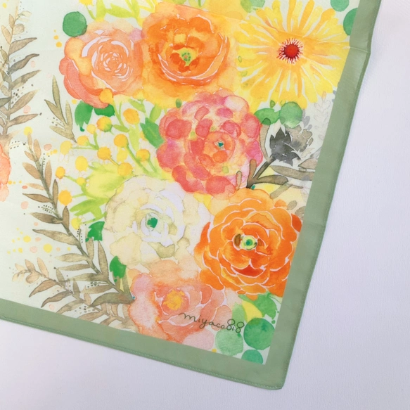 也可作為絲巾的水彩畫手帕「陸蓮花」