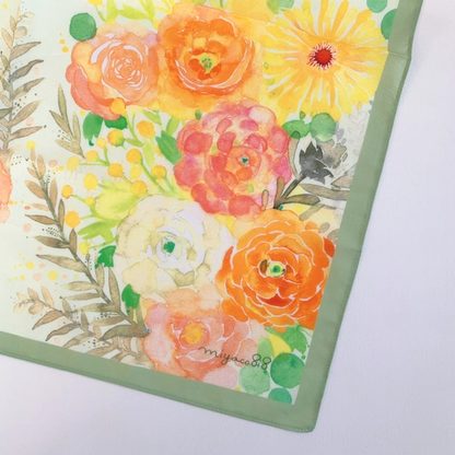 也可作為絲巾的水彩畫手帕「陸蓮花」
