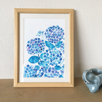 Watercolor poster (A4) "Hydrangea"