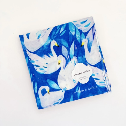 Watercolor Handkerchief "Swan" that Doubles as a Scarf