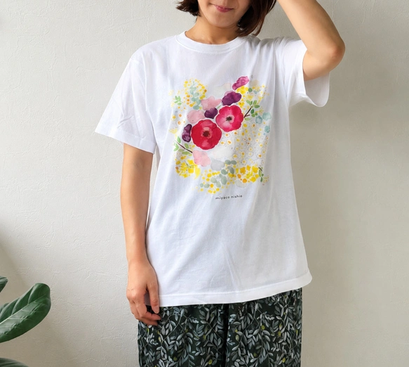 水彩画を着るTシャツ　「春を待ってる」