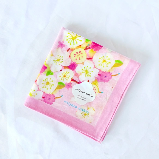 Watercolor Handkerchief "Sakura" that Doubles as a Scarf