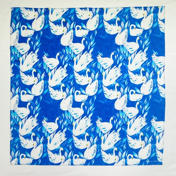 Watercolor Handkerchief "Swan" that Doubles as a Scarf