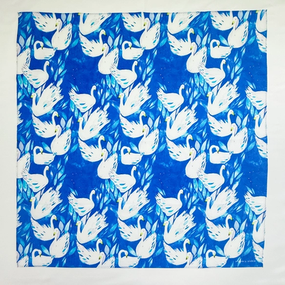 Watercolor Handkerchief "Swan" that Doubles as a Scarf